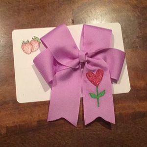 Purple Heart embroidered clip on bow